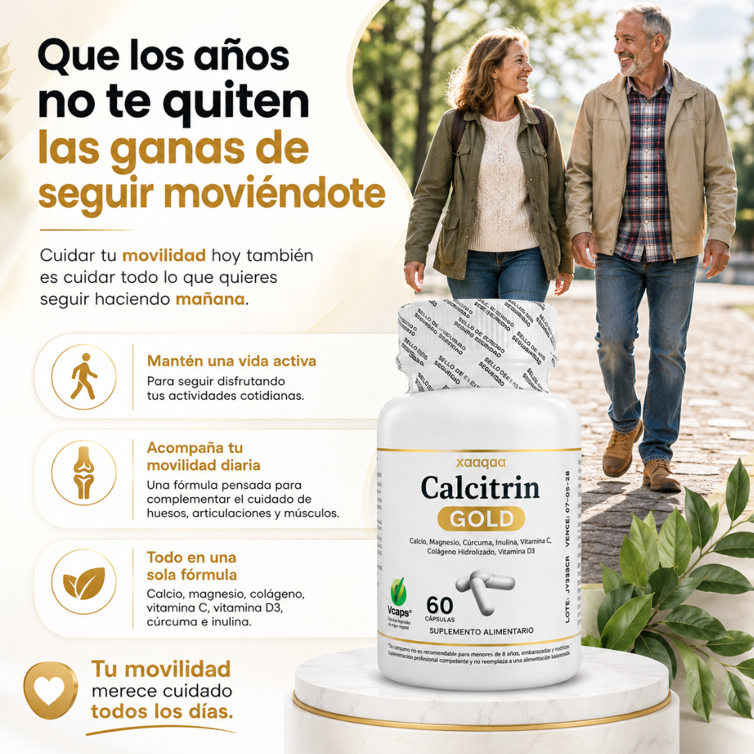 Calcitrin Gold™ | Soporte para Huesos, Articulaciones y Músculos – 60 Cápsulas