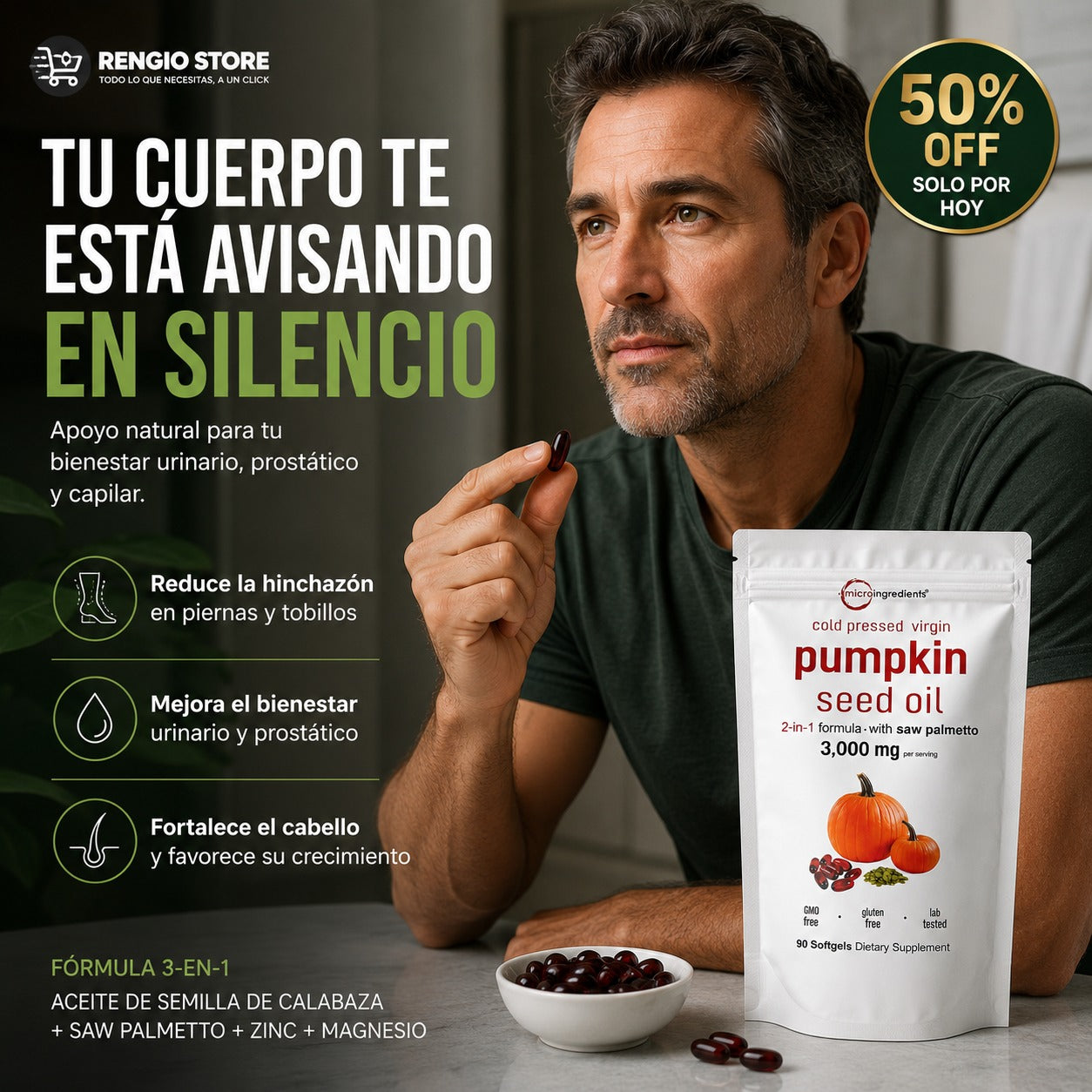 PUMPKIN SEED OIL™ | Salud Prostática, Sistema Urinario y Fortalecimiento Capilar