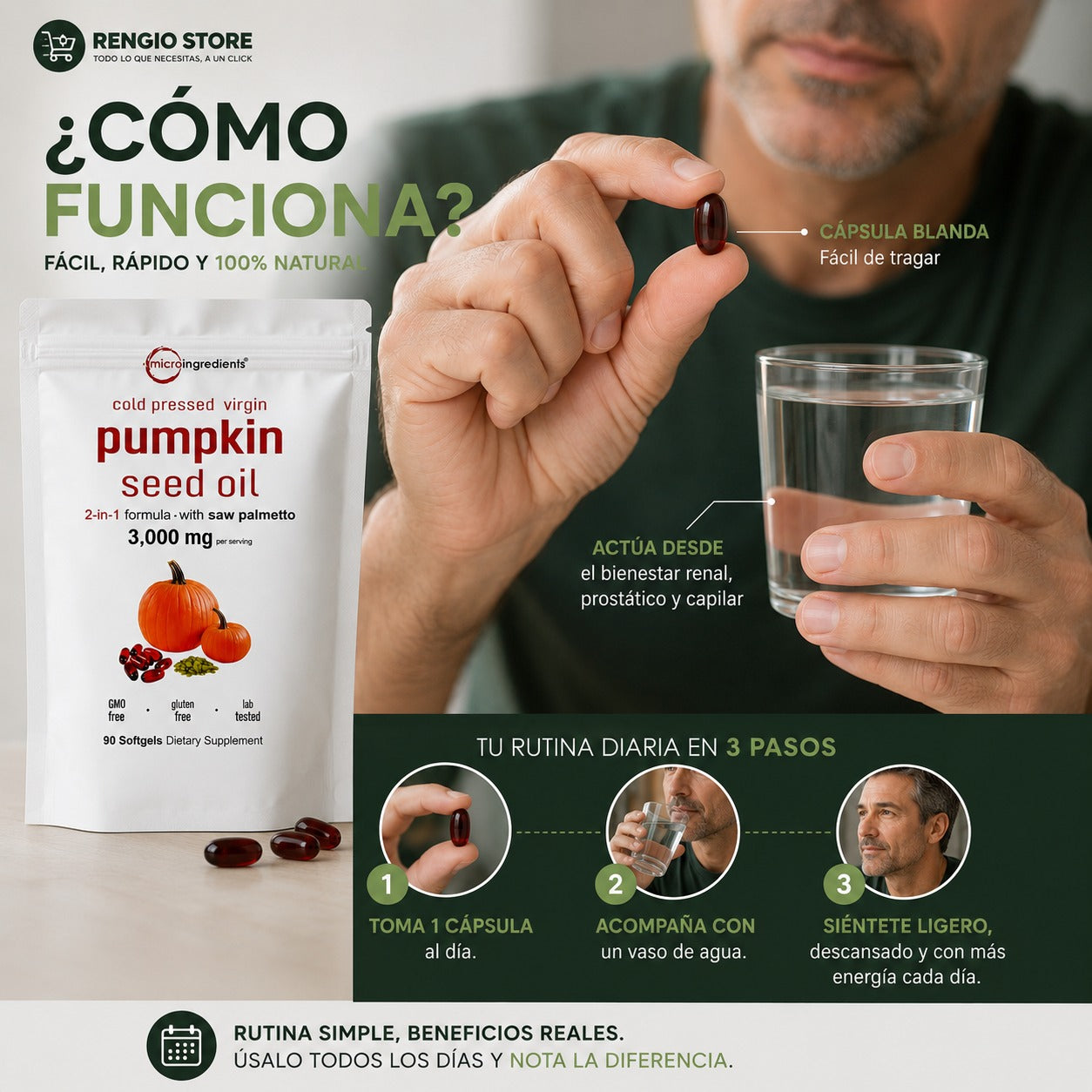 PUMPKIN SEED OIL™ | Salud Prostática, Sistema Urinario y Fortalecimiento Capilar