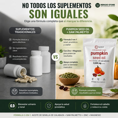 PUMPKIN SEED OIL™ | Salud Prostática, Sistema Urinario y Fortalecimiento Capilar